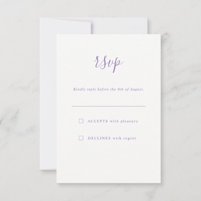Simple élégante Lavande violet mariage RSVP (Devant)