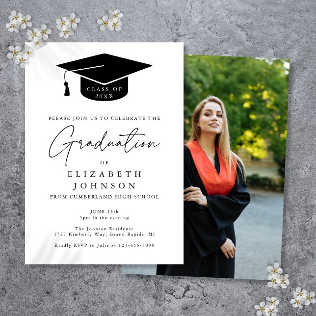 Simple élégante Photo Graduation Party Invitation (Créateur téléchargé)