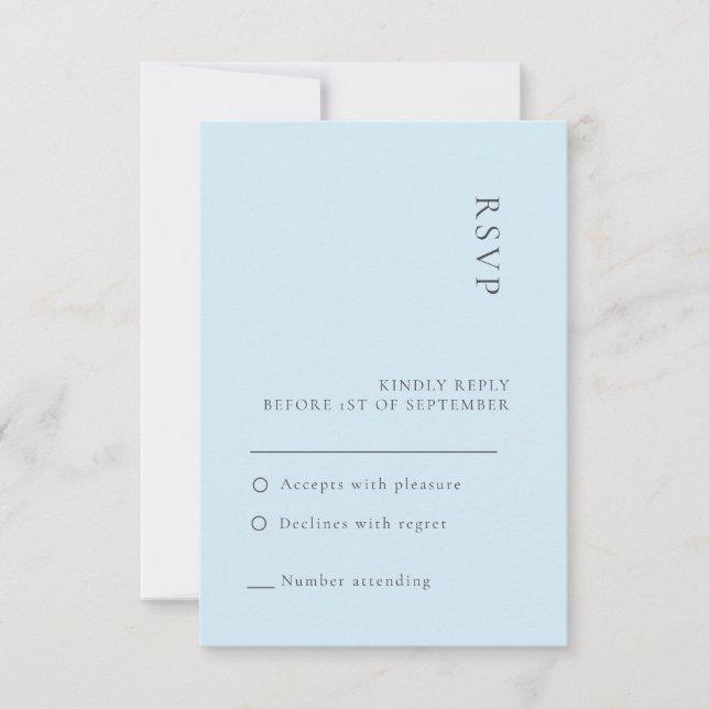 Simple élégante Soft Blue Wedding carte RSVP (Devant)