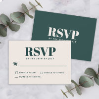 Simple Émeraude Vert Moderne Minimaliste RSVP
