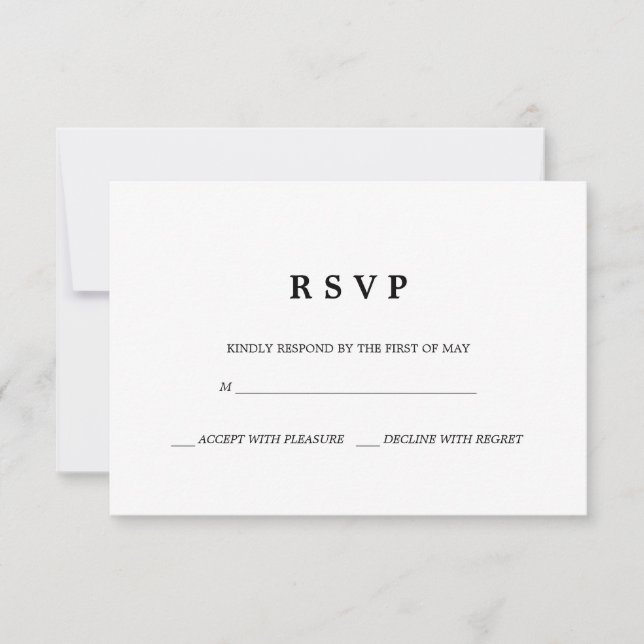 Simple et élégant | Carte RSVP de mariage classiqu (Devant)