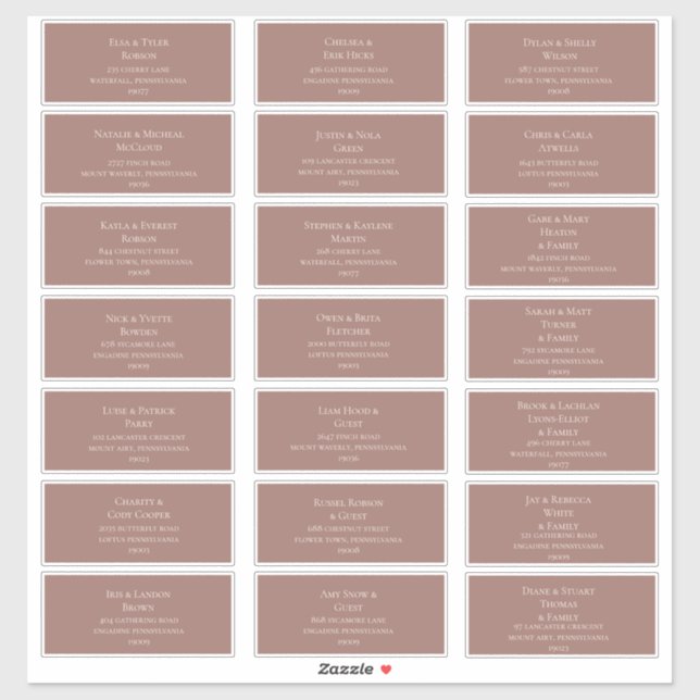 Simple et élégant | Dusty Rose Étiquettes de adres (Feuille)