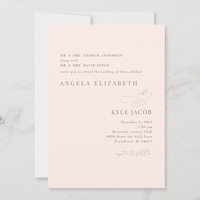 Simple et Élégant Faire-Part de Mariage avec Texte (Devant)
