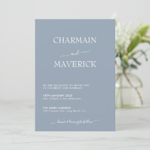 Simple et élégant Faire-part de mariage bleu outre