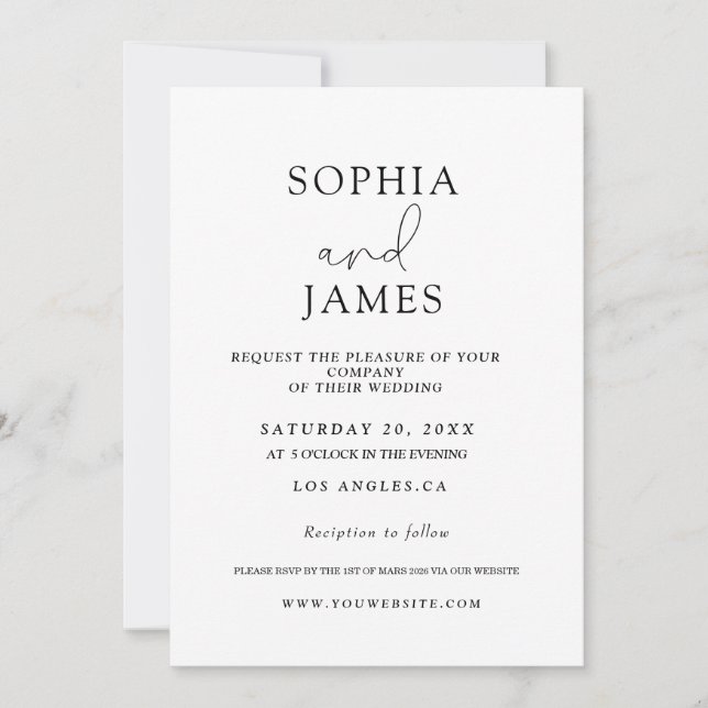 Simple et élégant Faire-part de mariage minimalist (Devant)
