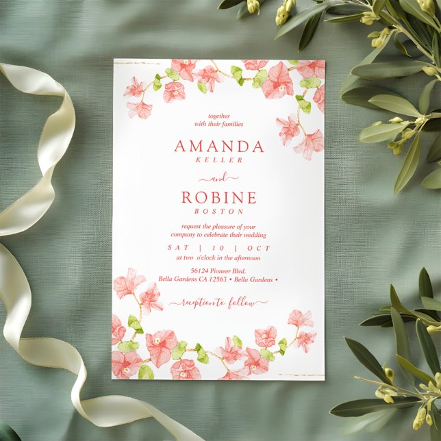 Simple et élégant Faire-part de mariage rose (Créateur téléchargé)