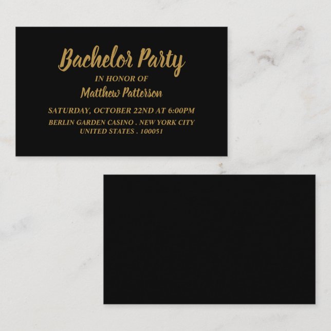 Simple et moderne, Bachelor Party Ticket Invitatio (Devant / Derrière)