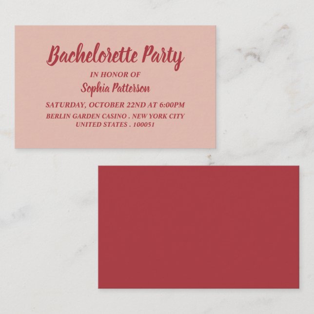 Simple et moderne, Bachelorette Party Invitation d (Devant / Derrière)