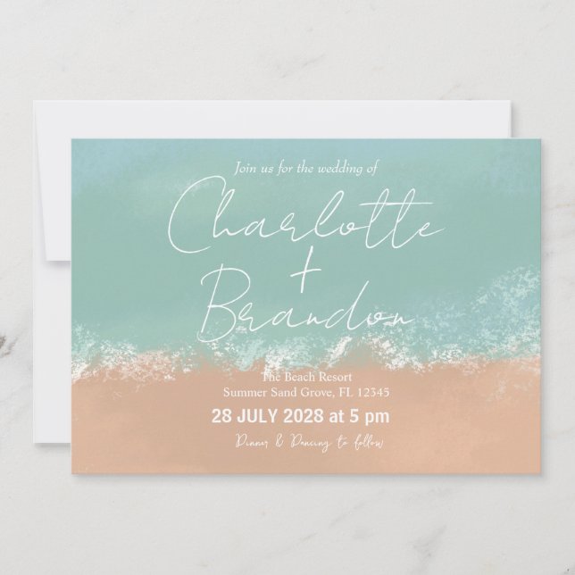 Simple été Plage de bord de mer Mariage Invitation (Devant)