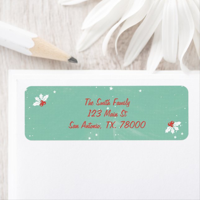 Simple Étiquette d'Adresse de Retour de Noël Vert  (En situation)