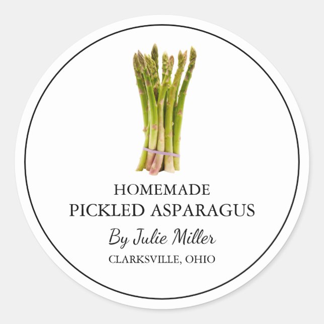 Simple Étiquette d'Asperges cuites maison (Devant)