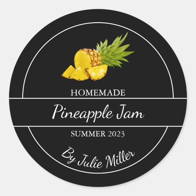 Simple Étiquette de confiture d'ananas fait maison (Devant)