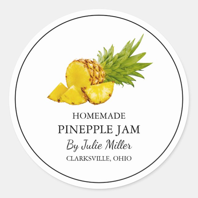 Simple Étiquette de confiture d'ananas fait maison (Devant)