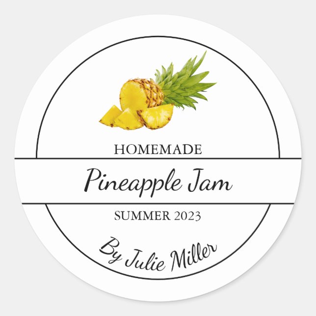 Simple Étiquette de confiture d'ananas fait maison (Devant)