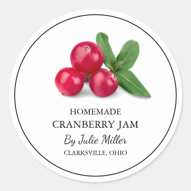 Simple Étiquette de confiture de canneberge fait m (Devant)