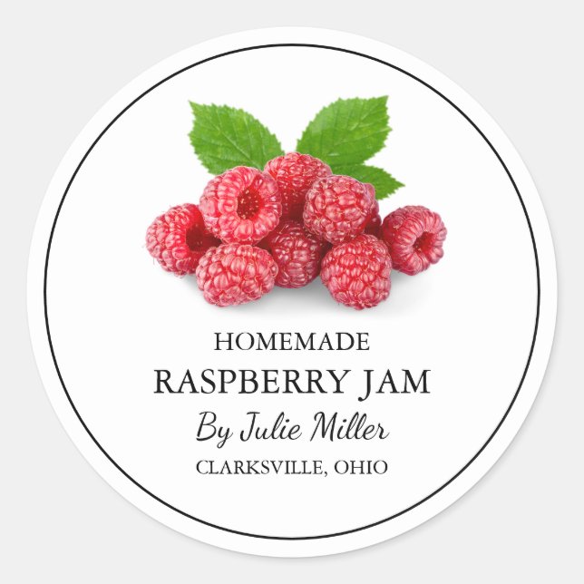 Simple Étiquette de confiture de framboise maison (Devant)