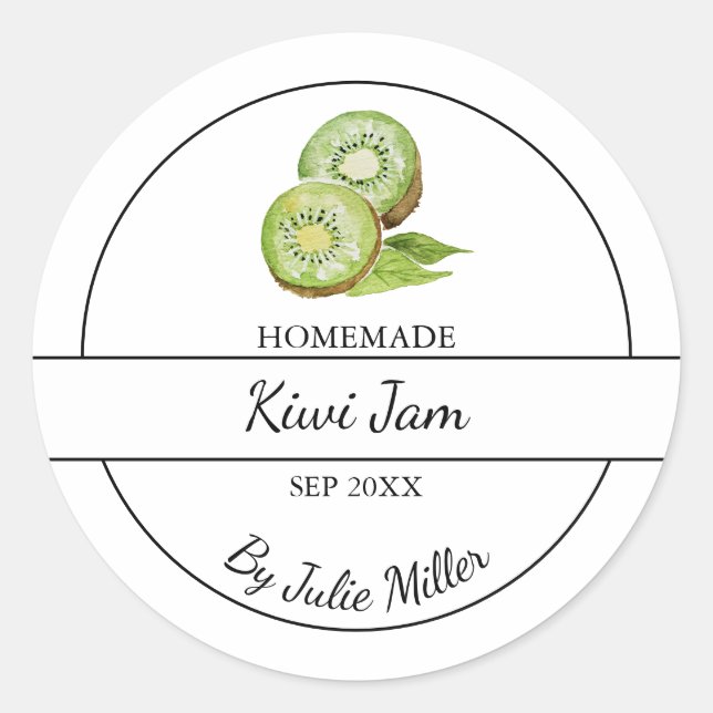 Simple Étiquette de confiture de Kiwi fait maison (Devant)