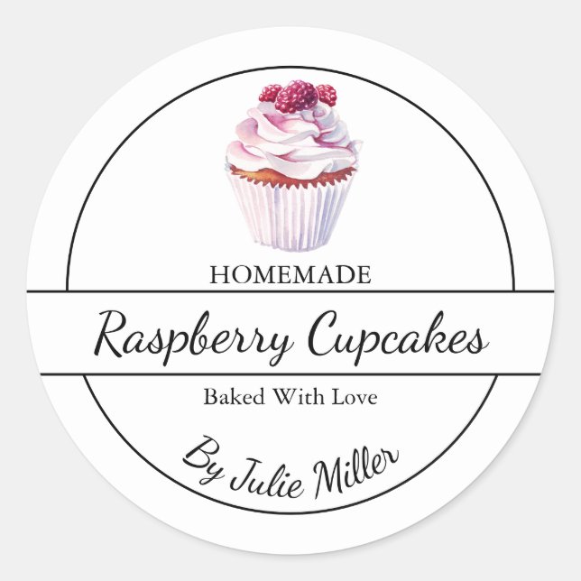 Simple Étiquette de cupcakes aux framboises fait m (Devant)