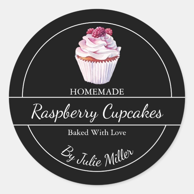 Simple Étiquette de cupcakes aux framboises fait m (Devant)