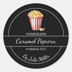 Simple Étiquette de pop-corn fait maison Noir