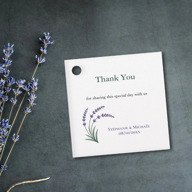 Simple Étiquette de Remerciement de Mariage au Lav (Simple Lavender Wedding Thank You Favor Tags)