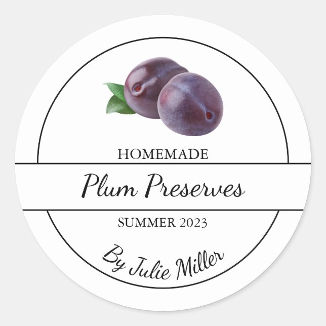 Simple Étiquette de réserves de prune maison (Devant)