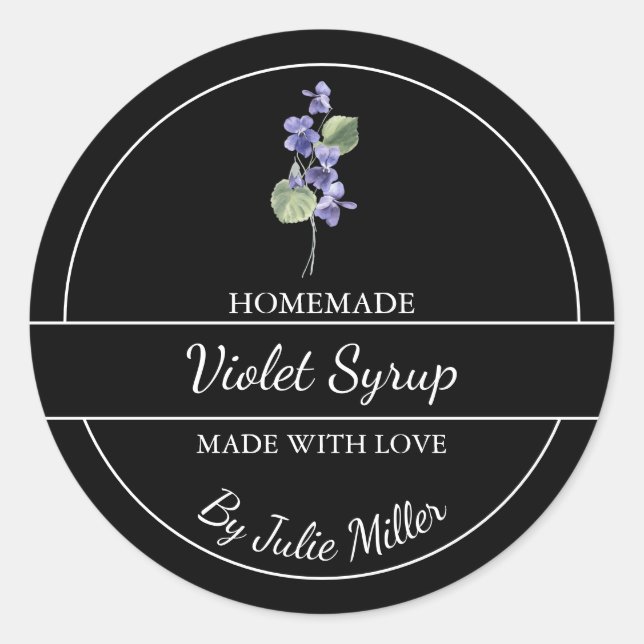 Simple Étiquette de sirop de violet fait maison (Devant)