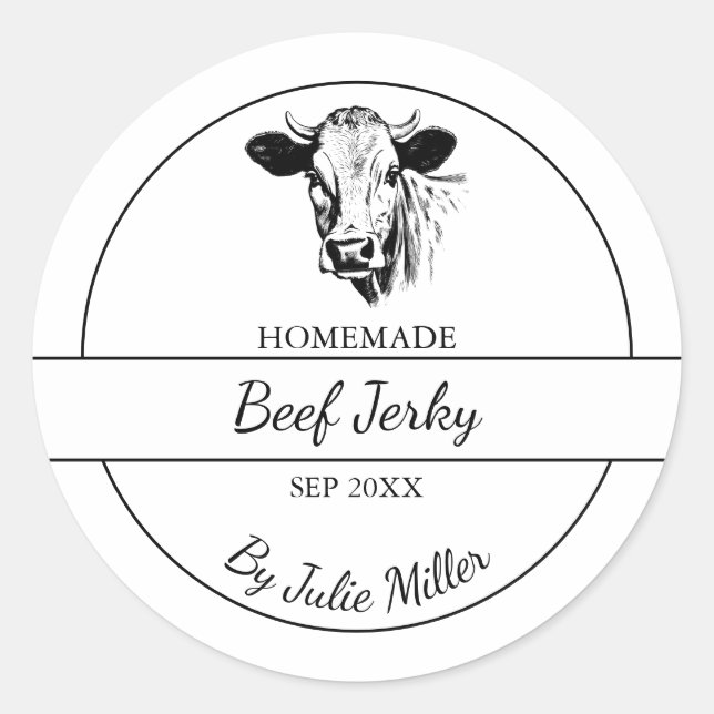 Simple Étiquette Jerky Beef fait maison (Devant)