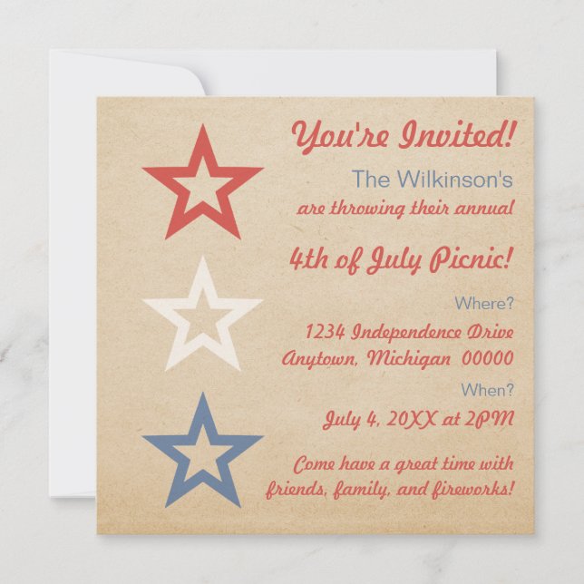 Simple Étoiles Chic 4 juillet Invitation (Devant)
