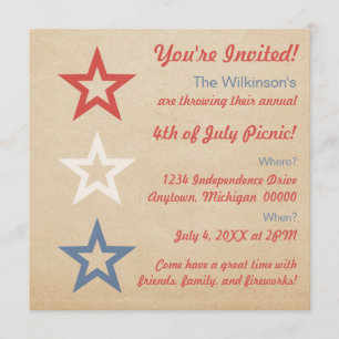 Simple Étoiles Chic 4 juillet Invitation