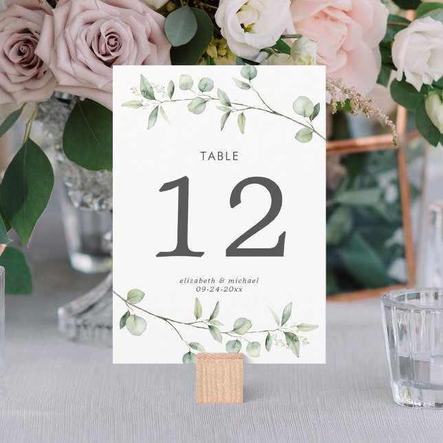 Simple Eucalyptus Grand Mariage Numéro de table (Créateur téléchargé)