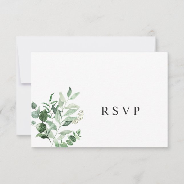 Simple Eucalyptus Greenery mariage carte RSVP (Devant)