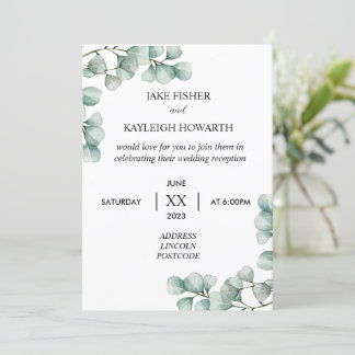 Simple Eucalyptus Mariage Réception Invitation
