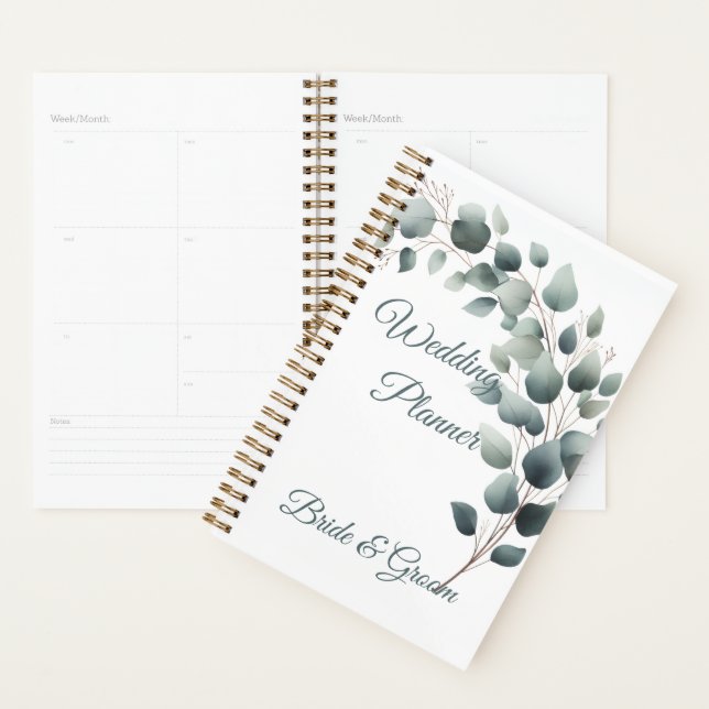 Simple Eucalyptus Wedding Planner (Devant avec enveloppe)