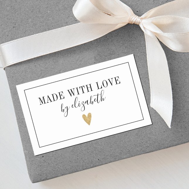 Simple Fabriqué avec Étiquette d'amour (An elegant made with love sticker for your handmade and homemade gifts.)