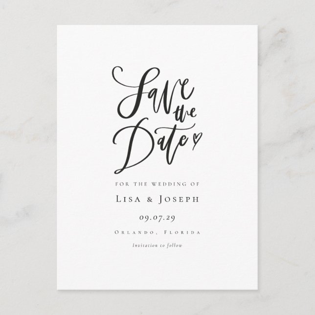 Simple Faire-part de date à sauver Noir et Blanc (Devant)