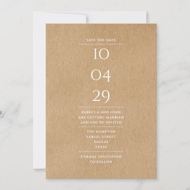 Simple Faire-Part de Date Rustique (Devant)