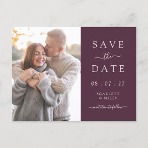 Simple Faire-Part de Mariage Burgundy avec Photo