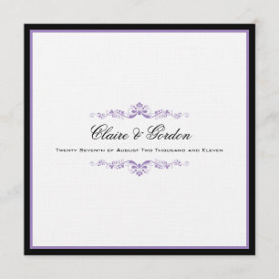 Simple Faire-part de mariage classique noir et vio