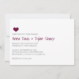 Simple Faire-part de mariage Coeur Bourgogne