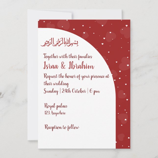 Simple Faire-part de mariage de coeur rouge romant (Devant)