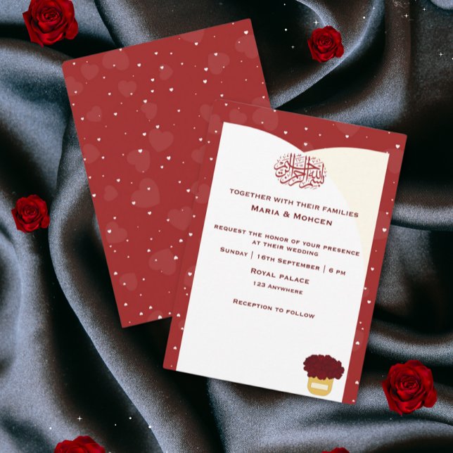 Simple Faire-part de mariage de coeur rouge romant (Créateur téléchargé)