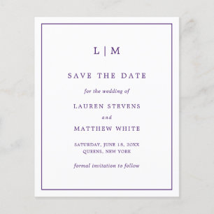 Simple Faire-Part de Mariage Économique Violet Épa