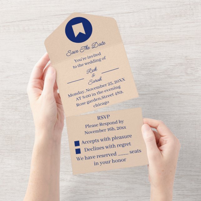 Simple Faire-Part de Mariage Personnalisé Beige (Déchirure)