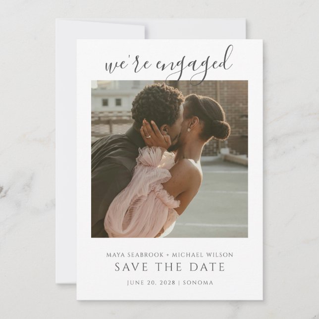 Simple Faire-Part de Mariage Romantique Photo de R (Devant)