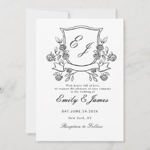 simple Faire-part de mariage victorien à motif flo