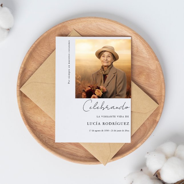 Simple faire-part funéraire espagnol Celebrando (Créateur téléchargé)