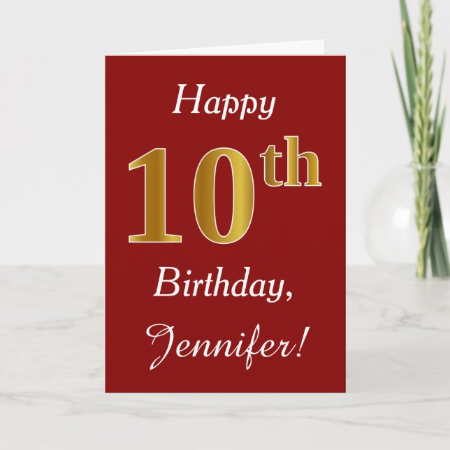 Simple Faux Gold 10e anniversaire + Carte de nom p (Devant)