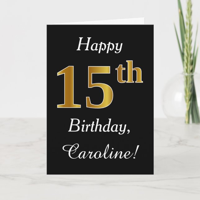 Simple Faux Gold 15e anniversaire + Carte de nom p (Devant)