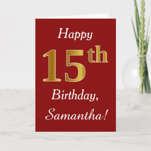 Simple Faux Gold 15e anniversaire + Carte de nom p